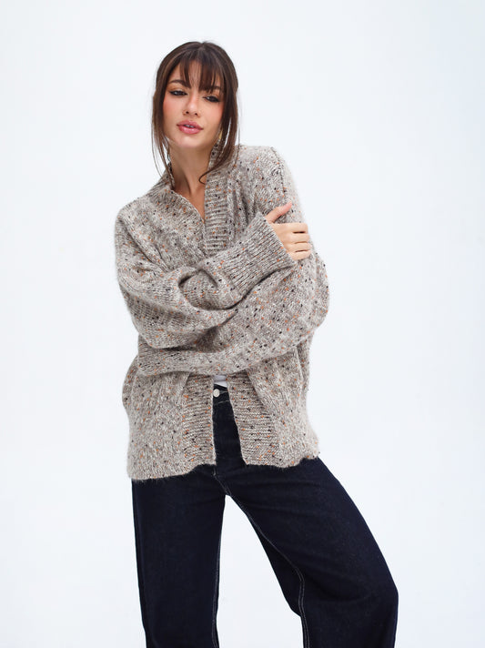 Crisp Air Knit Cardigan - Oatmeal Beige