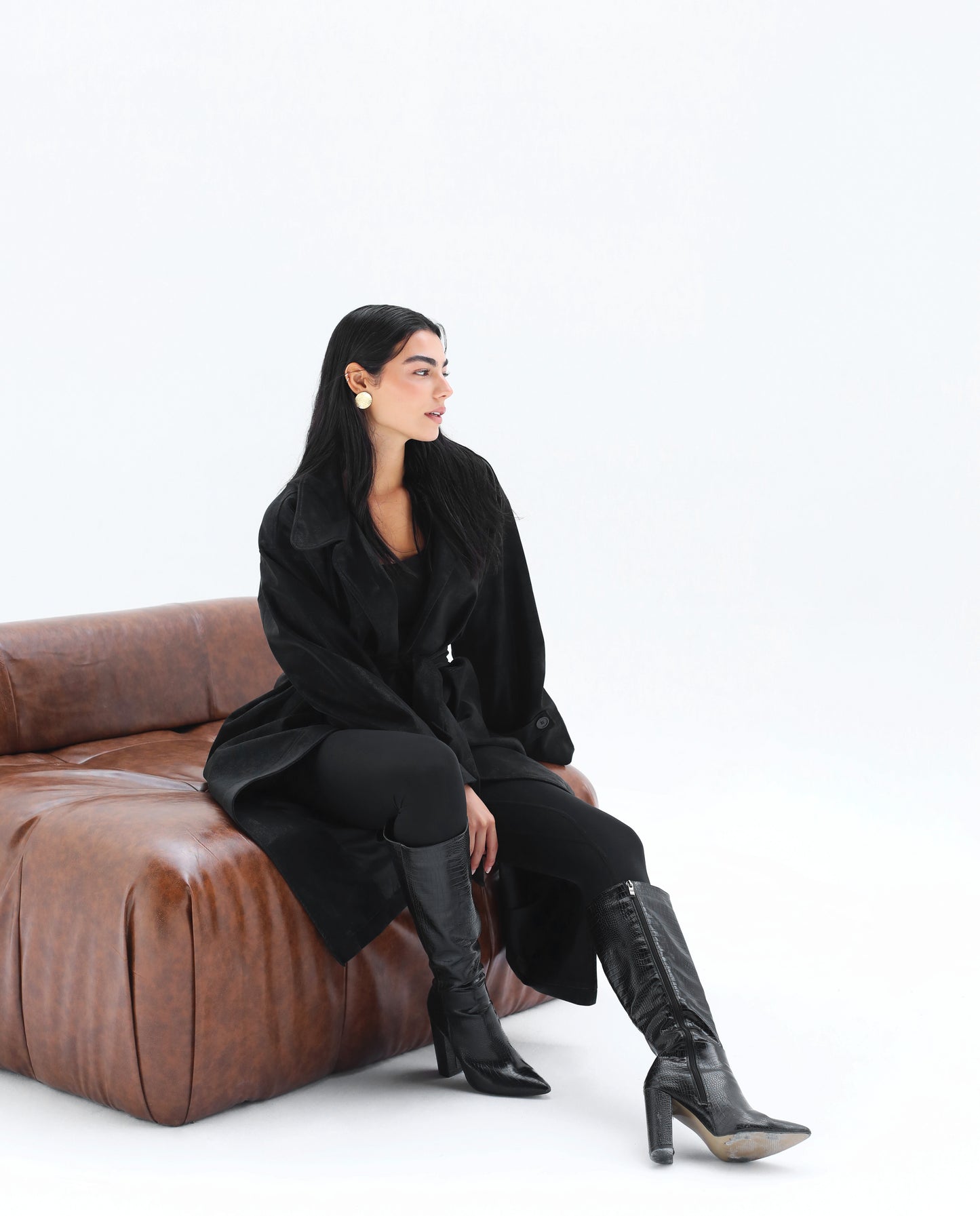 Rock it Leather Trench in Black