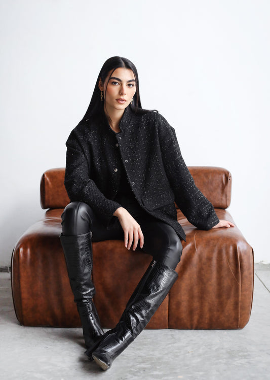 Sparkle Tweed Jacket in Black