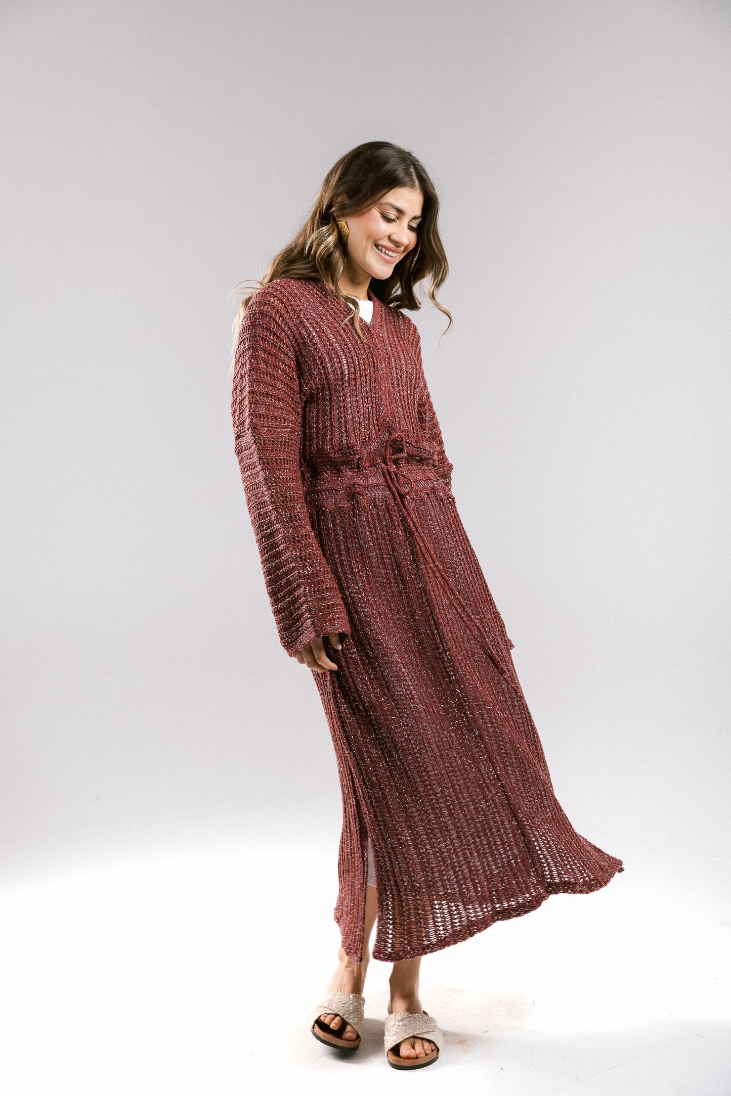 Sunbeam Crochet Coverup Dress - Burgundy