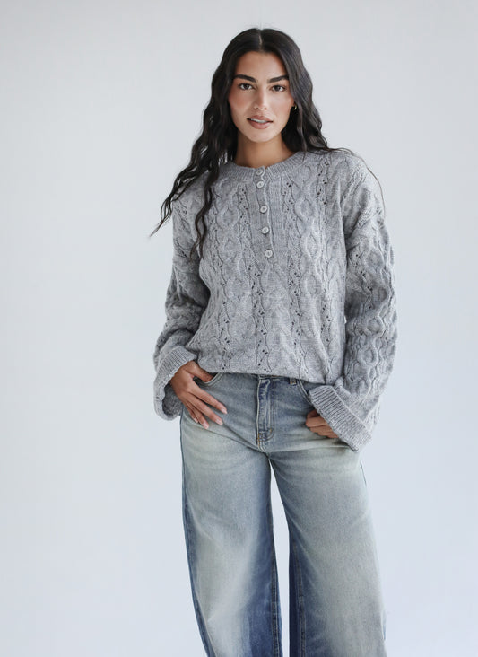 Sweet as you knit sweater - Grey