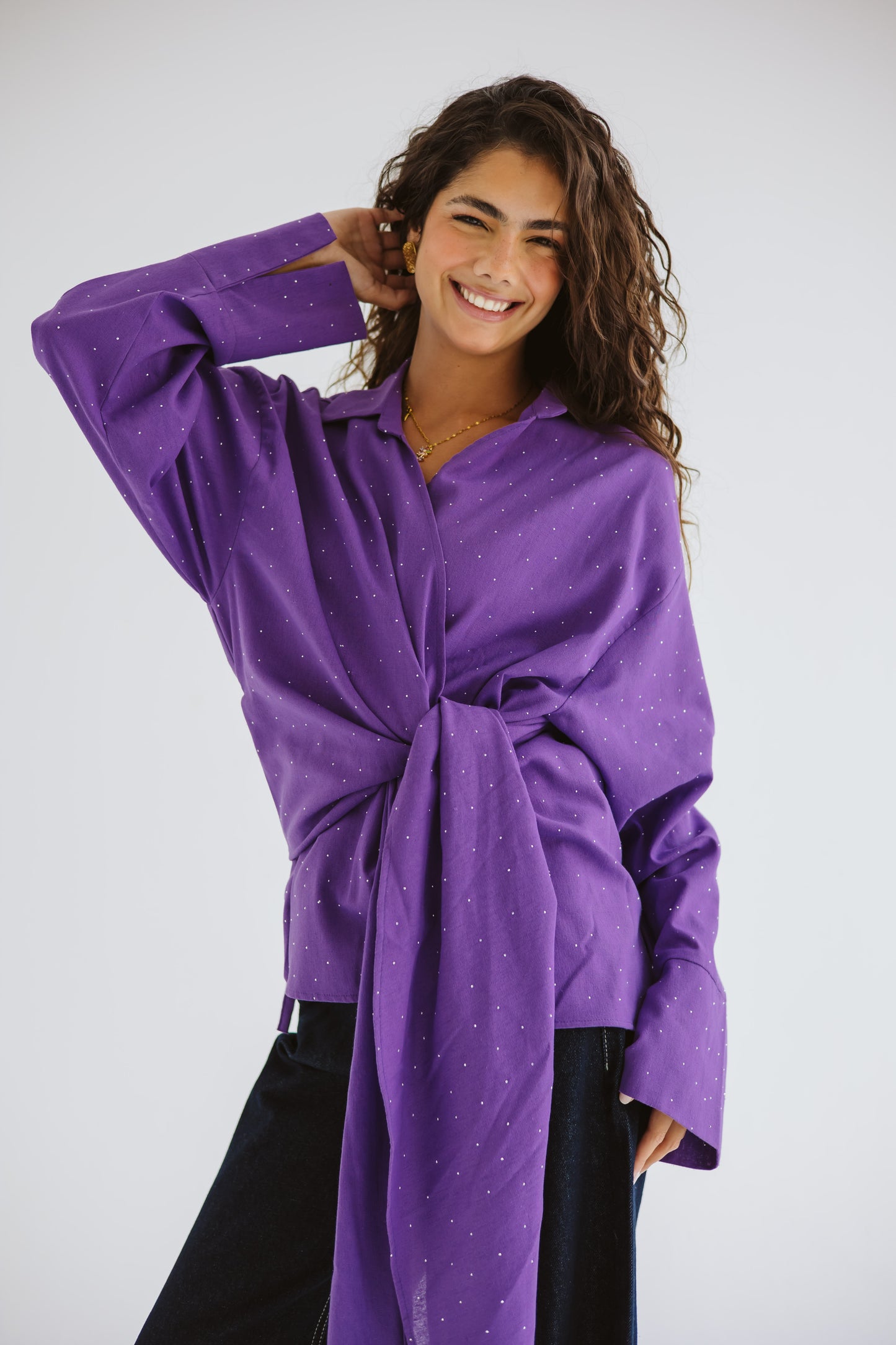 Studded Wrapped In A Dream Top - Purple