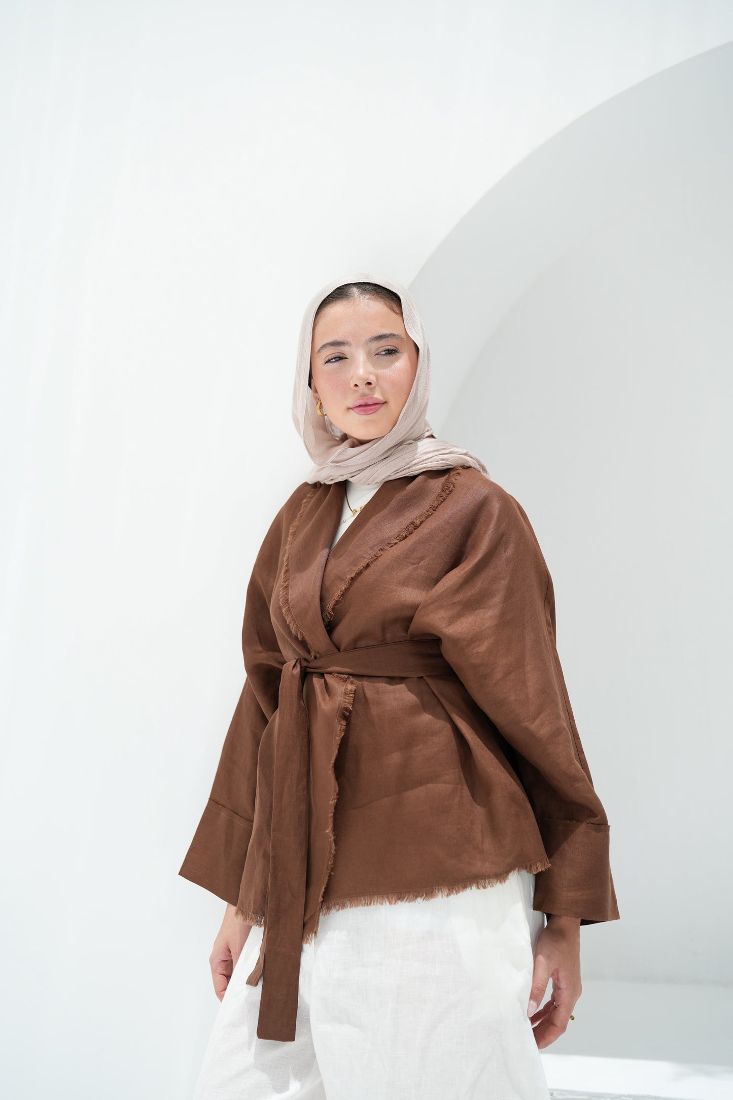 Sun Chaser Linen Cardigan - Brown