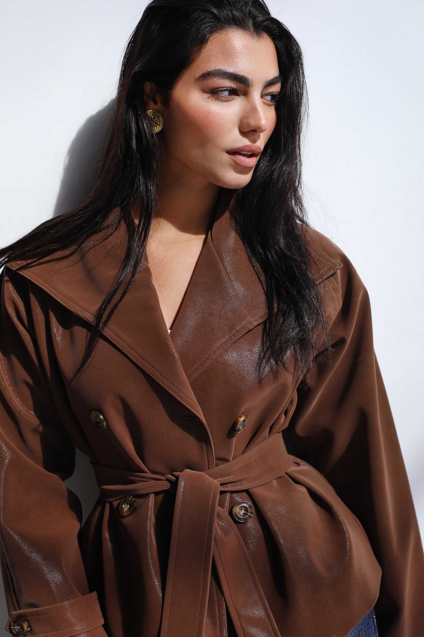 Cool Rider Faux Leather Jacket - Brown