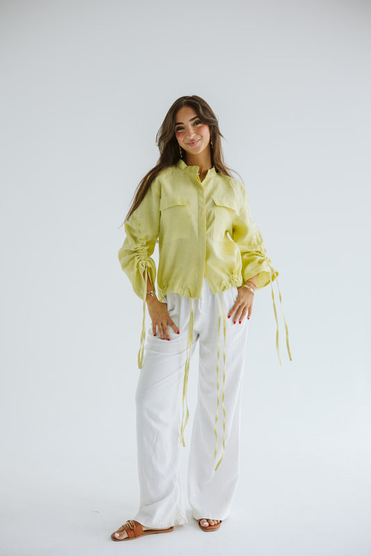 Pretty Fringes Linen Shirt - Butter Yellow