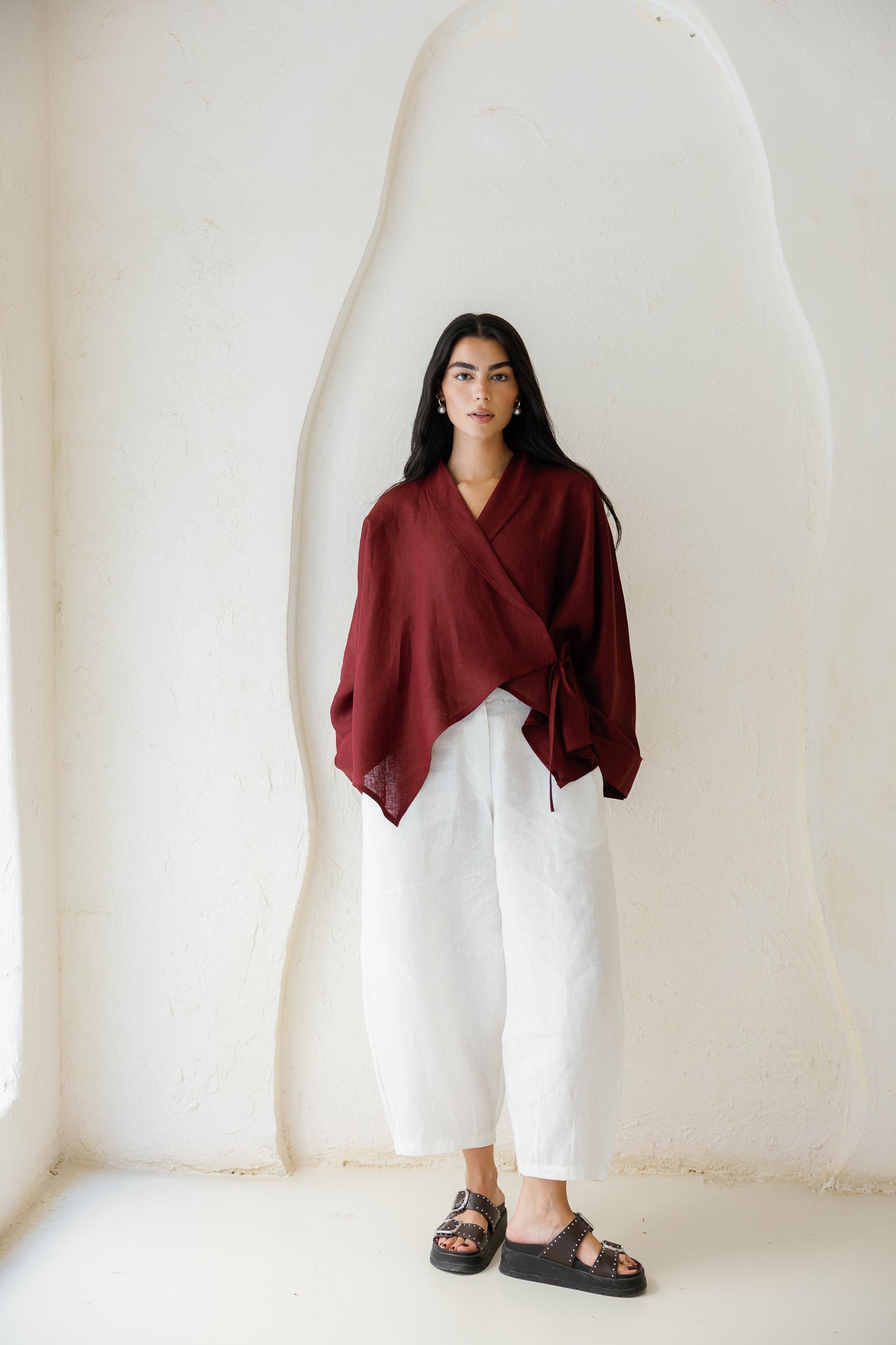 Such A Dreamy Linen Top - Burgundy
