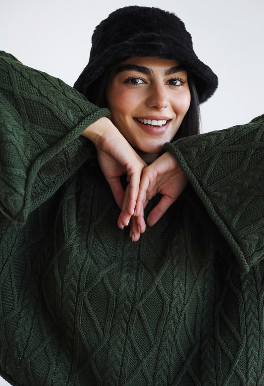 Heartwarming Cable Sweater in Olive