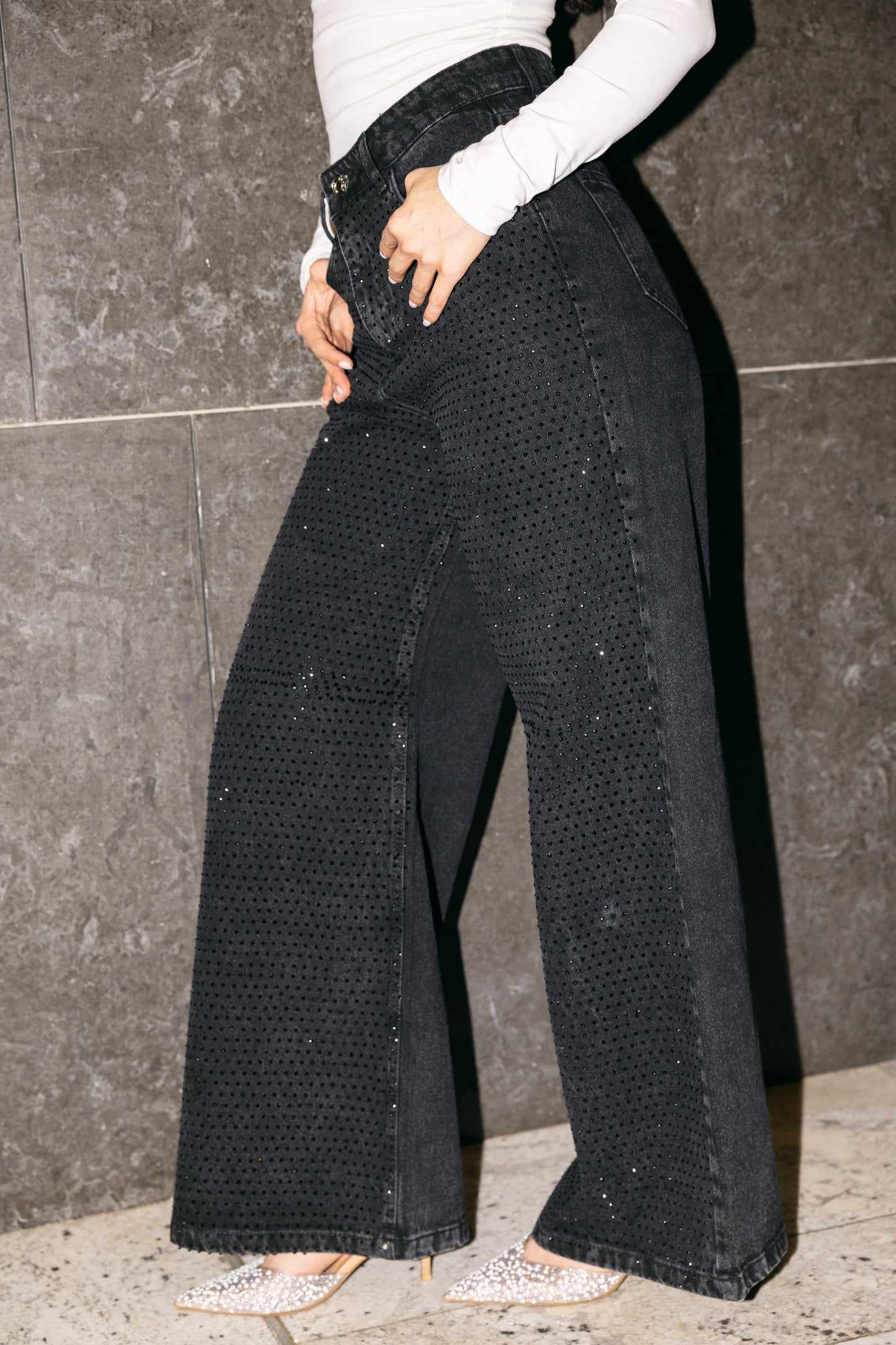All Eyes On You Denim Pants - Black