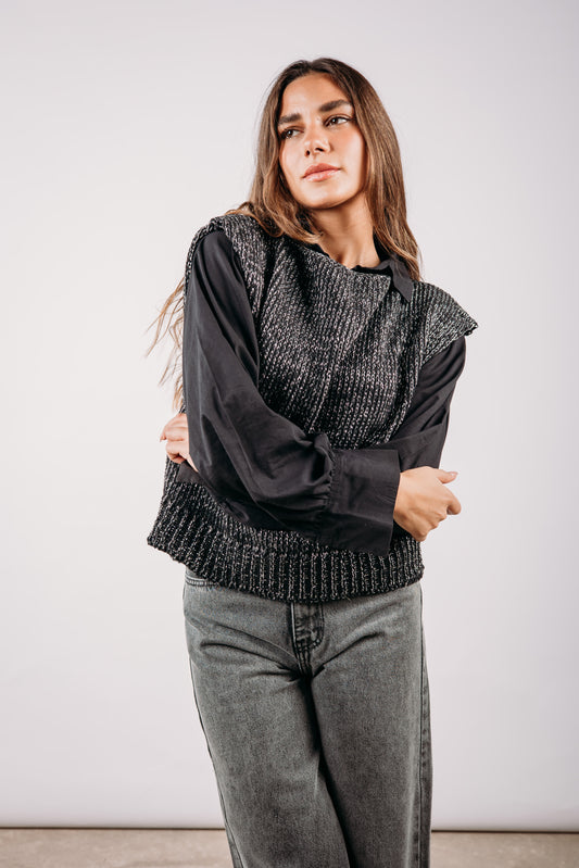 Midnight Glamour Knit Vest - Black