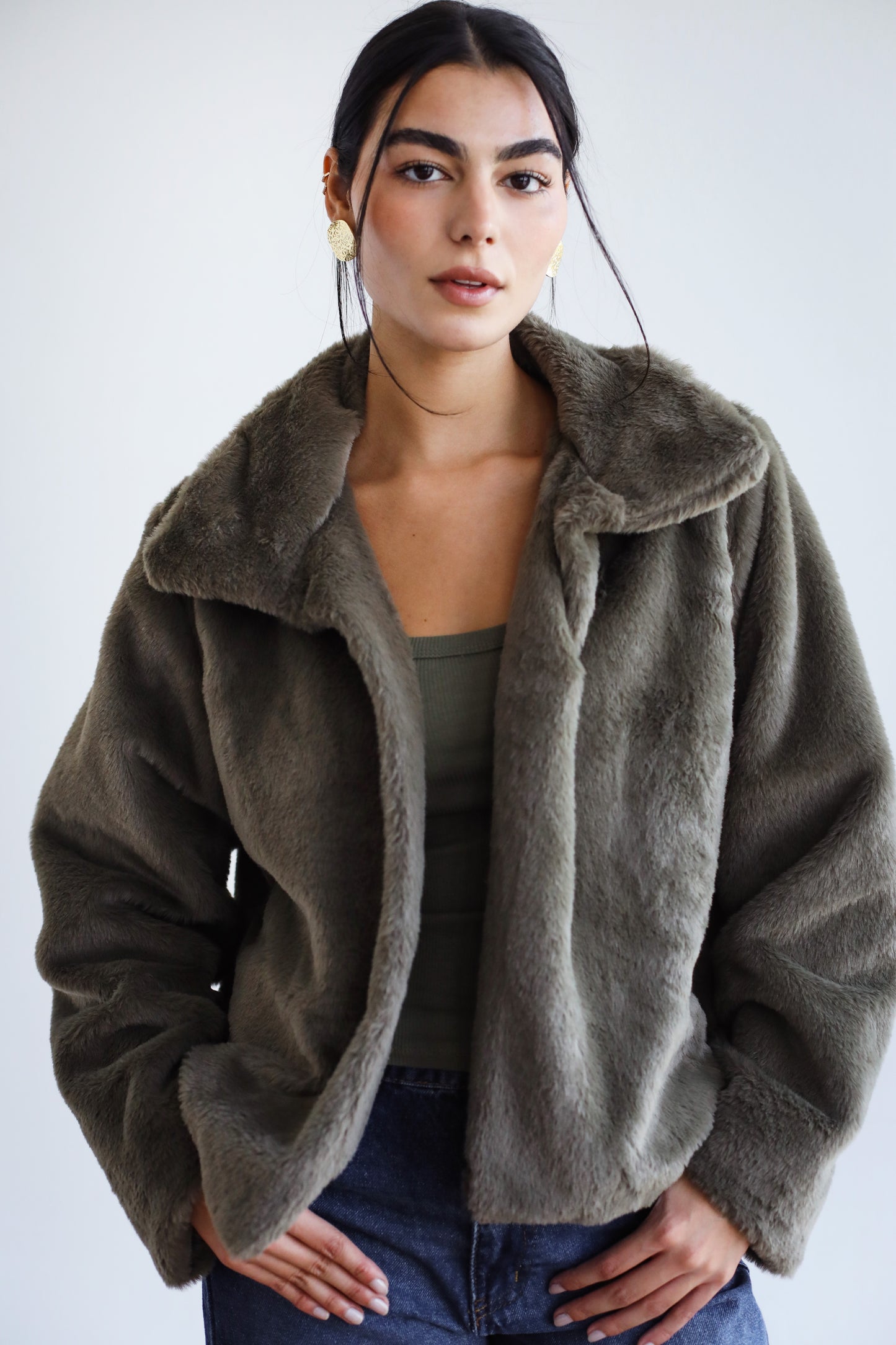 Stunner Faux Fur Jacket - Olive