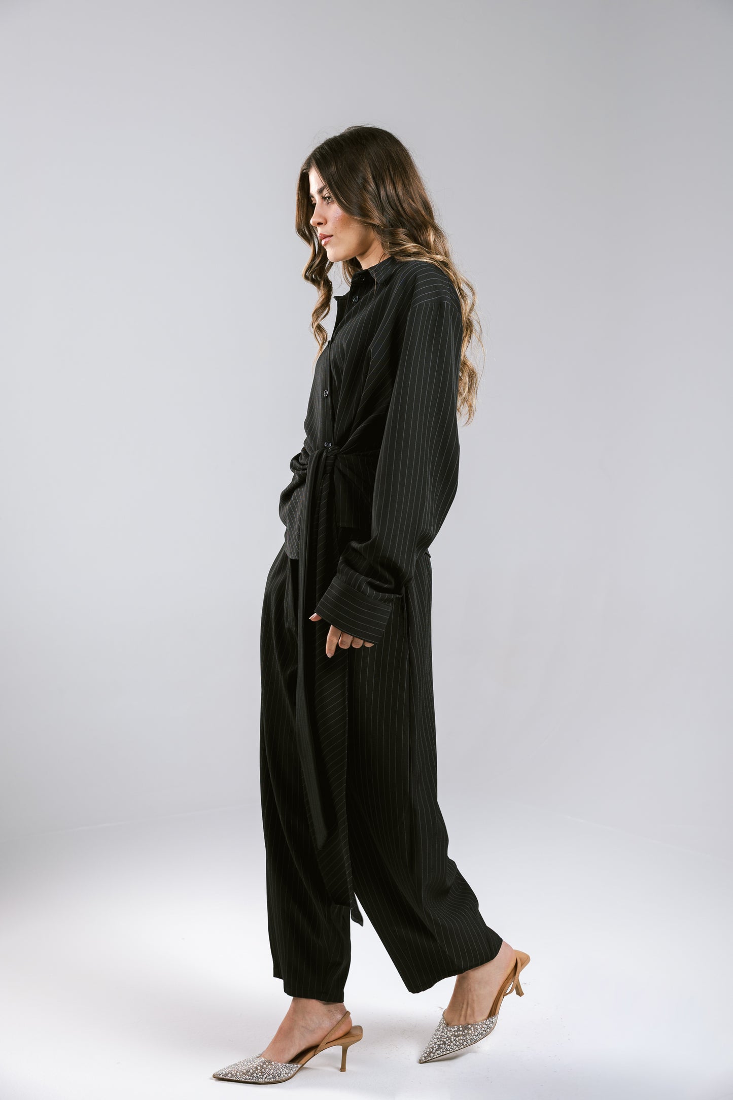 Knot Your Type Striped Set - Black