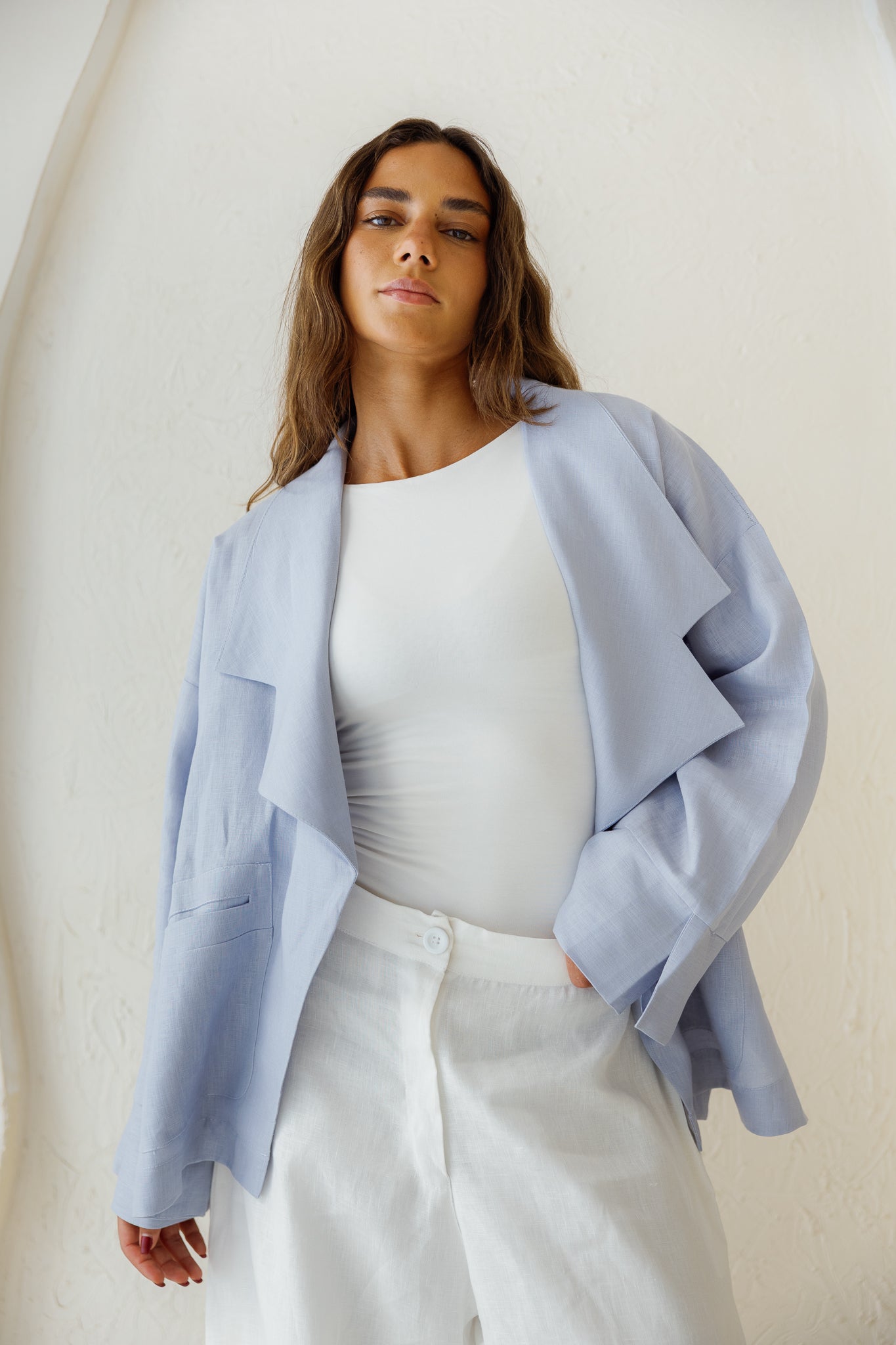 Full of Sunshine Linen Cardigan - Cloud Blue
