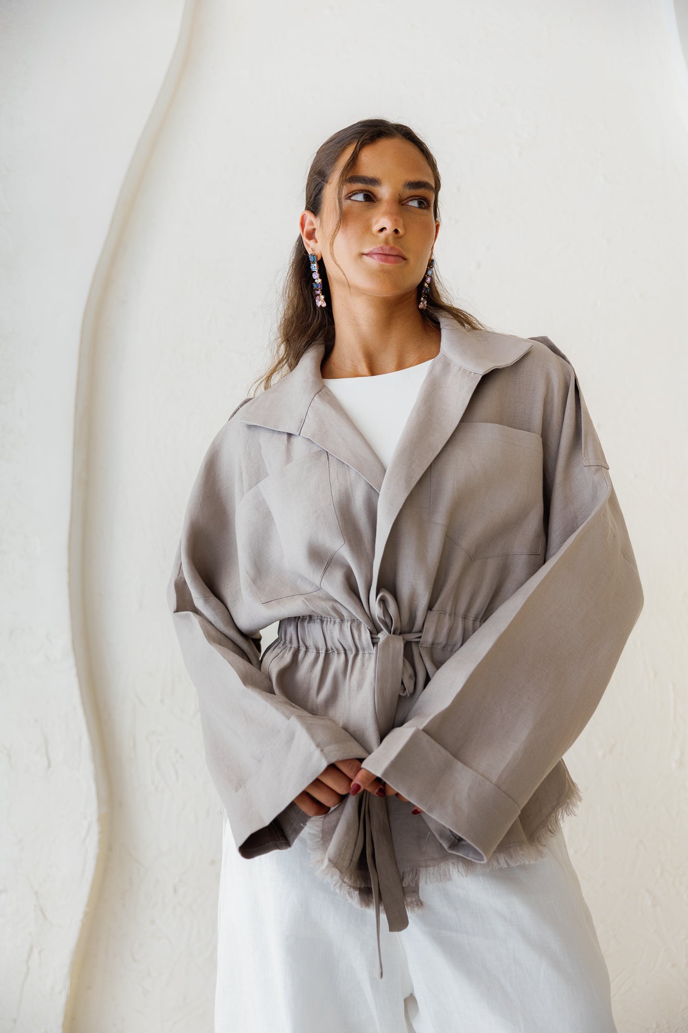 Amalia’s Signature Linen Top - Stone Grey