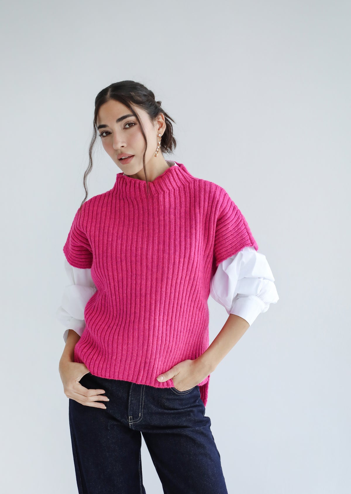 Sun Dazed Knit Vest - Fuchsia