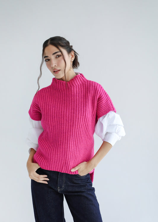 Sun Dazed Knit Vest - Fuchsia