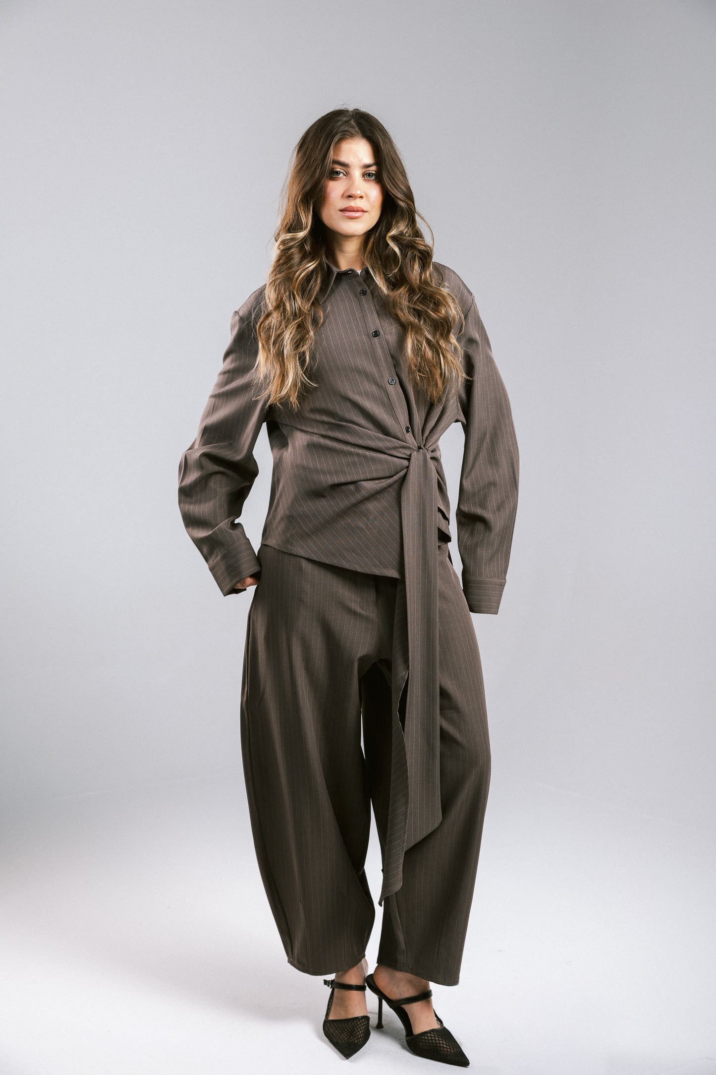 Knot Your Type Striped Set - Brown