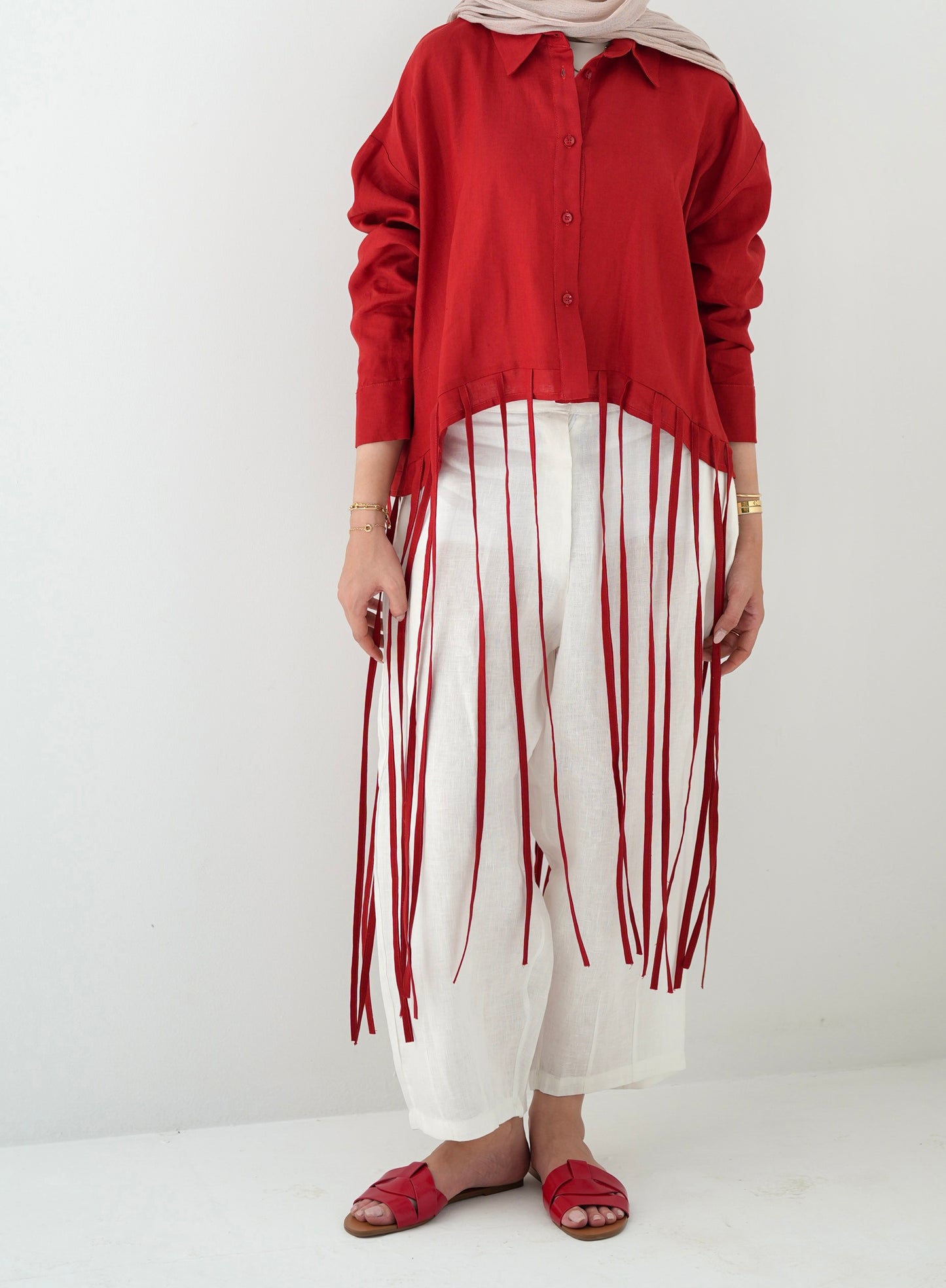 Girl’s Girl Linen Top - Red
