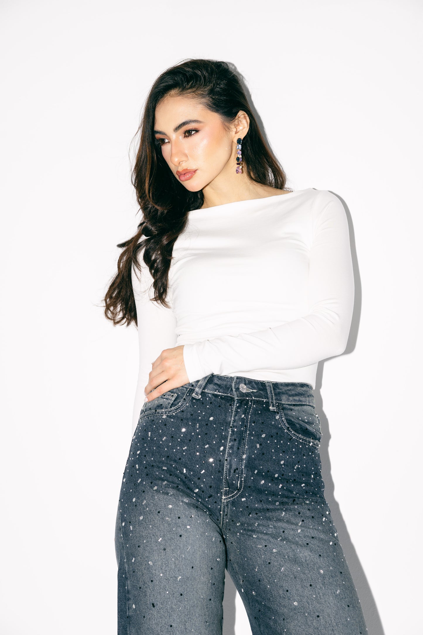 She’s The Moment Denim Pants in Dark Blue