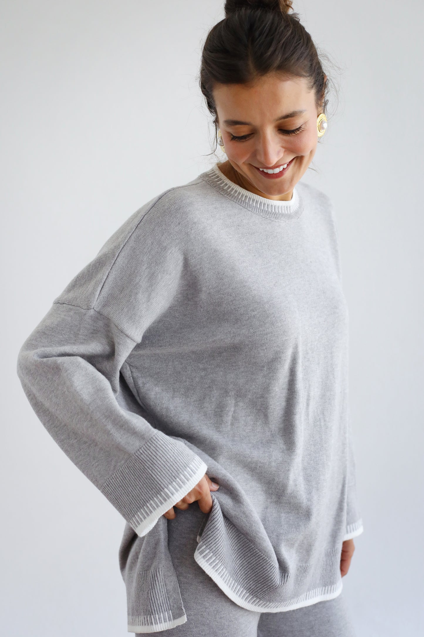 Minding My Business Knit Set - Grey