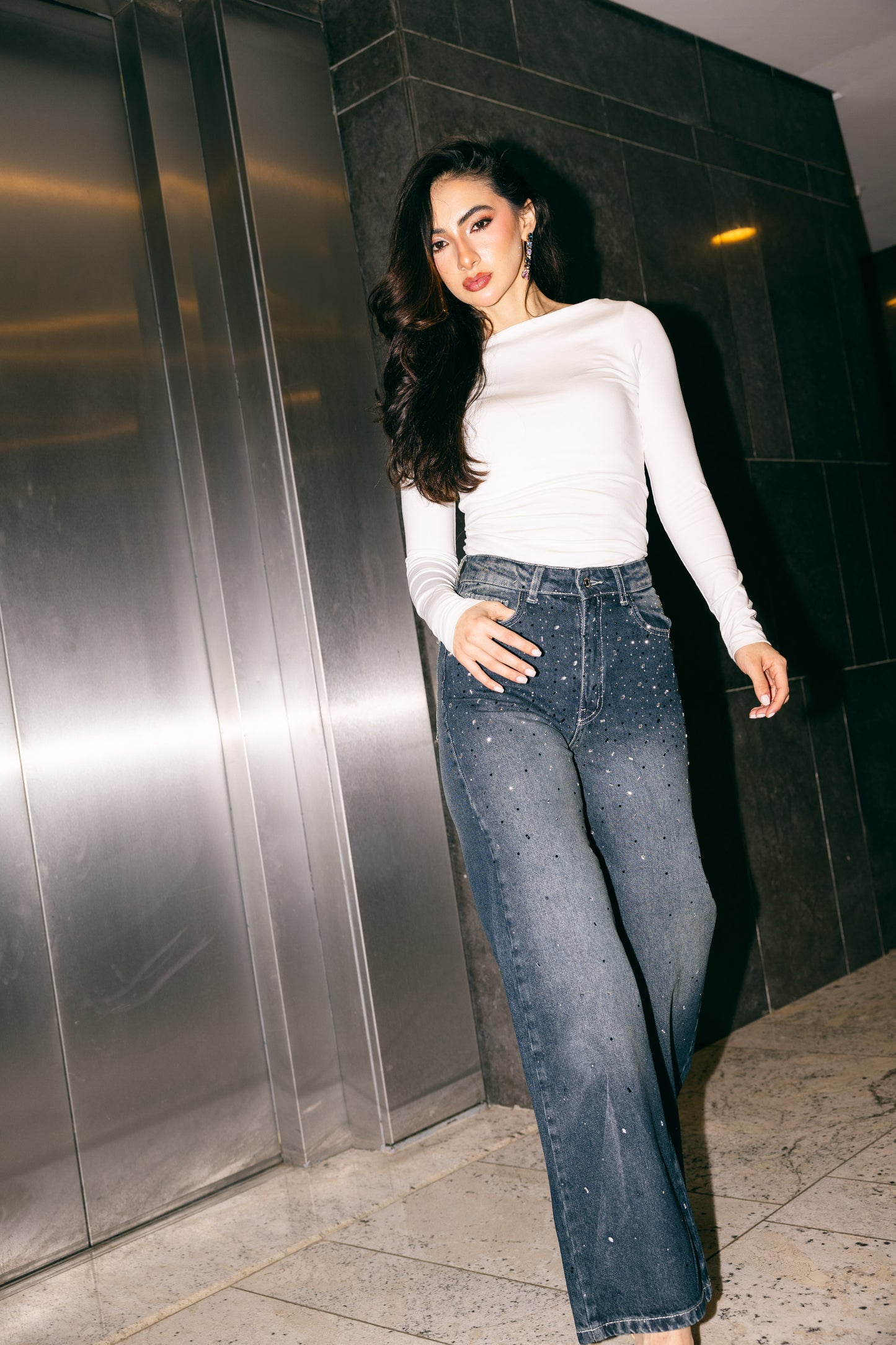 She’s The Moment Denim Pants in Dark Blue