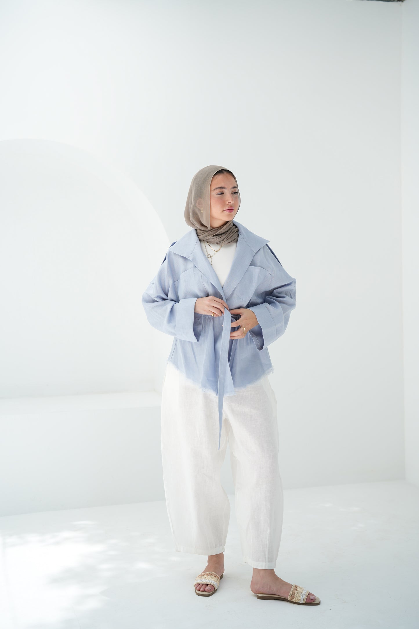 Amalia’s Signature Linen Top - Baby Blue