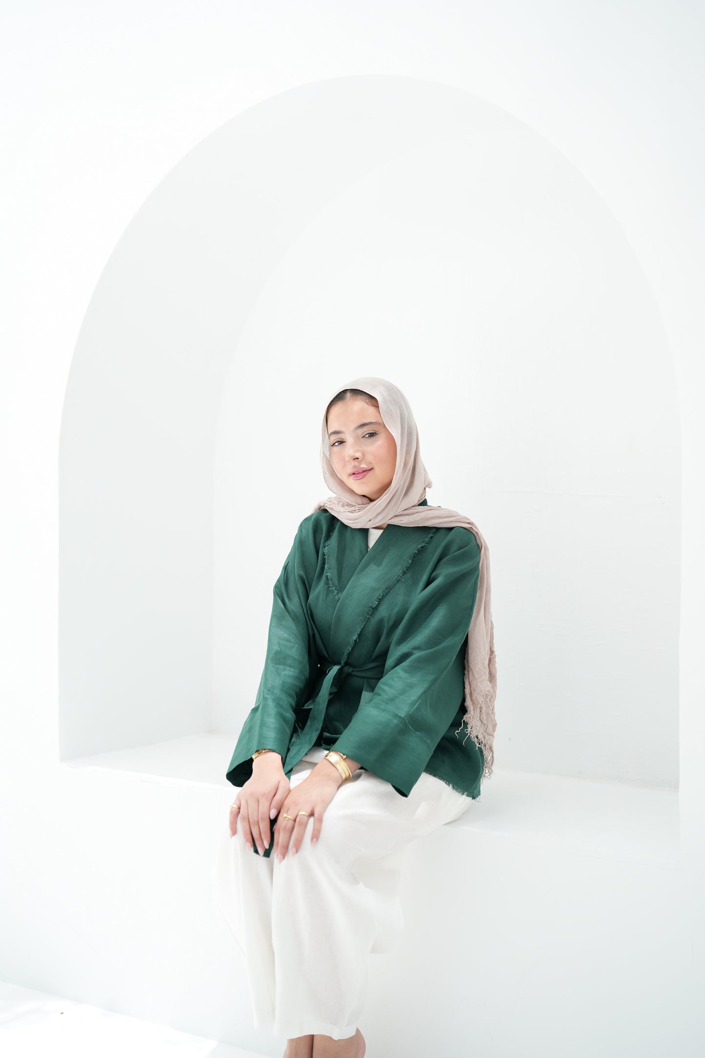 Sun Chaser Linen Cardigan - Emerald Green