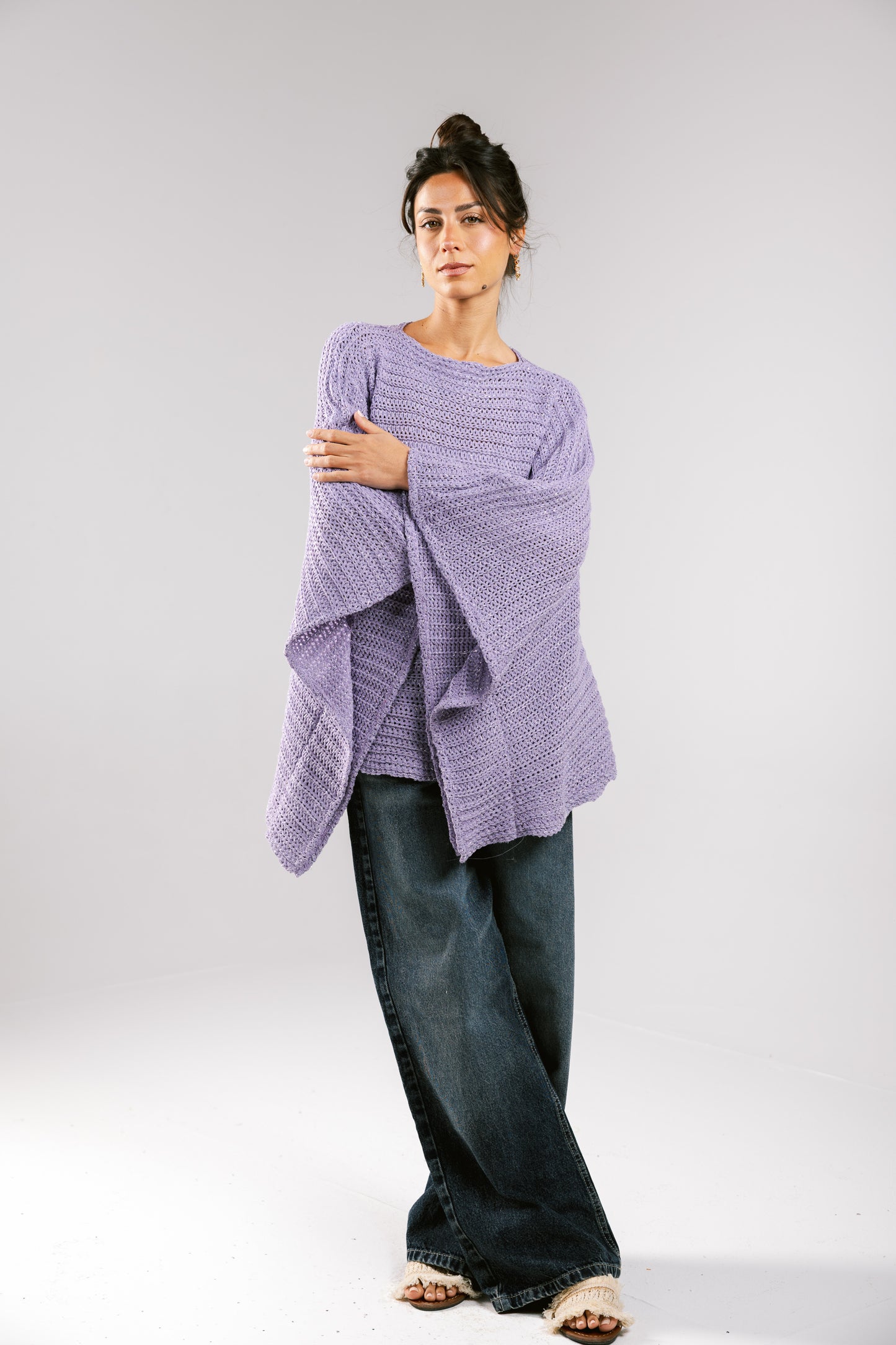 Seen At Sunset Crochet Cape in Lilac