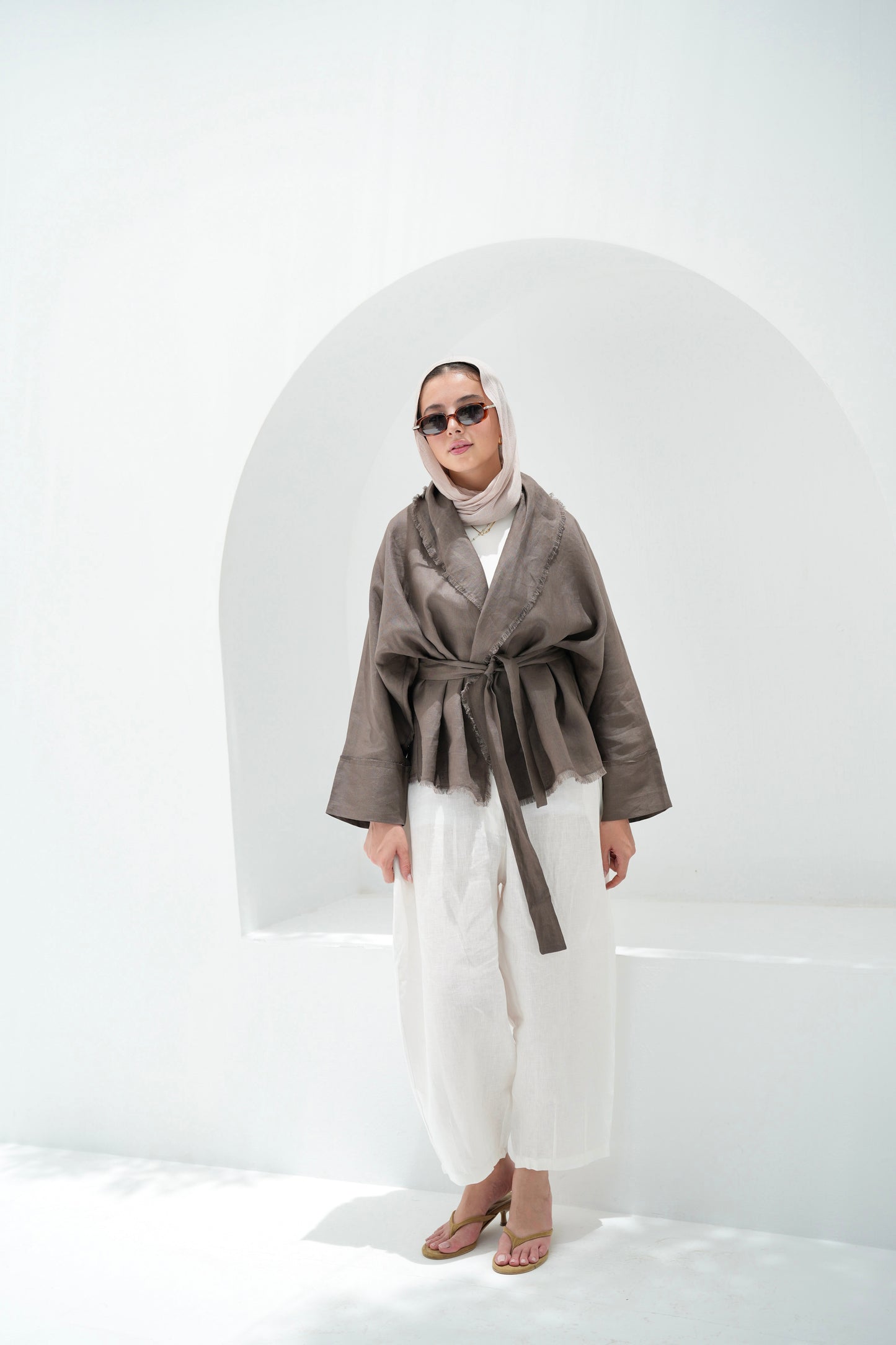 Sun Chaser Linen Cardigan - Mushroom