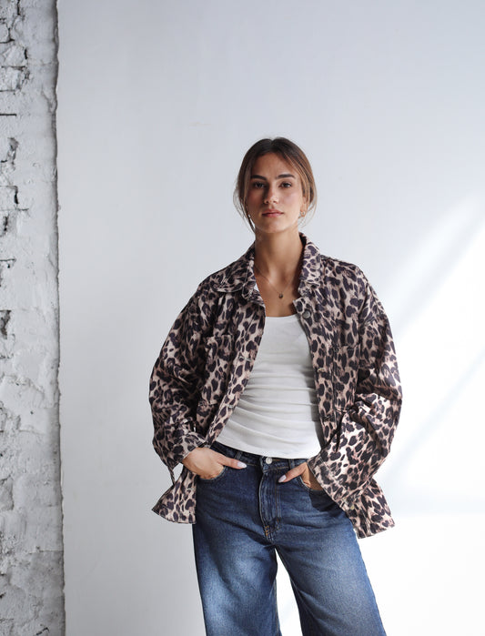 Leopard Denim Jacket