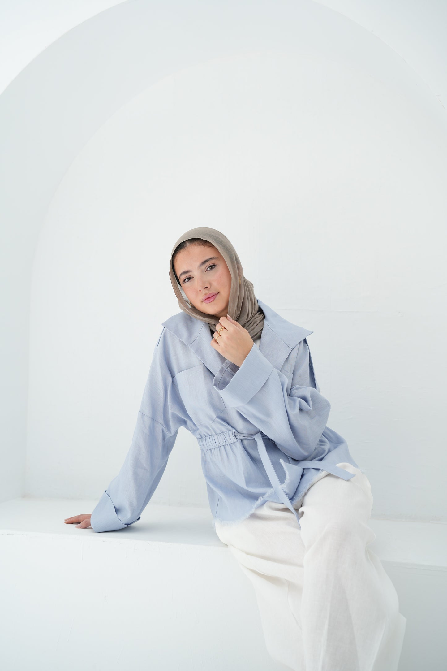 Amalia’s Signature Linen Top - Baby Blue