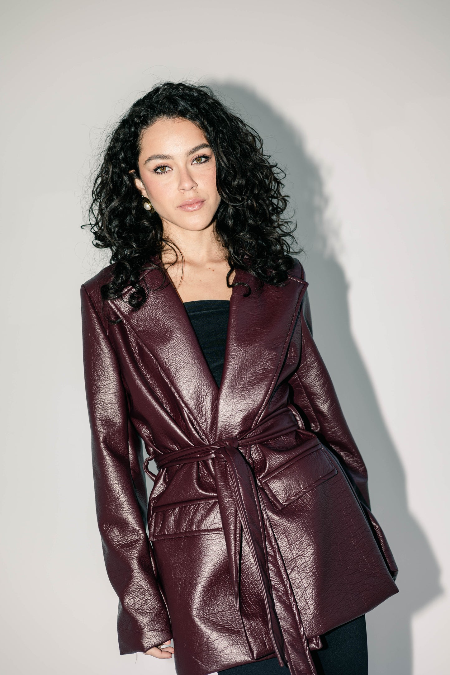 Going Places Leather Blazer (Long Version)  - Burgundy