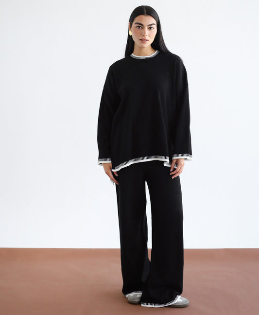 Minding My Business Knit Set - Black