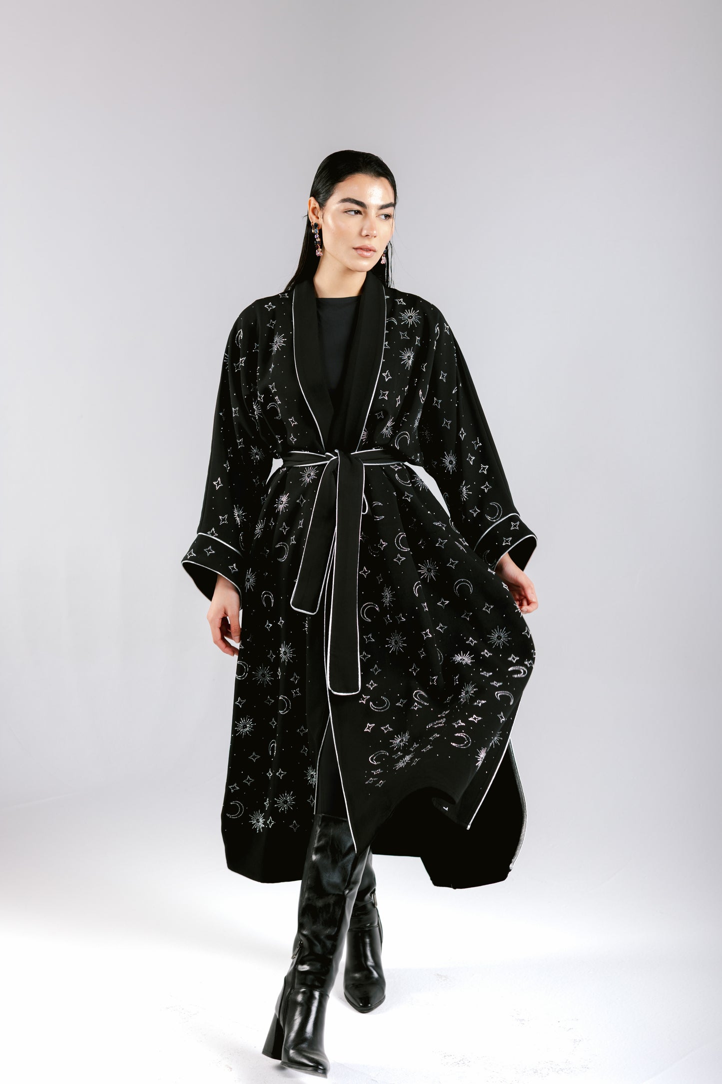Over The Moon Kaftan in Black