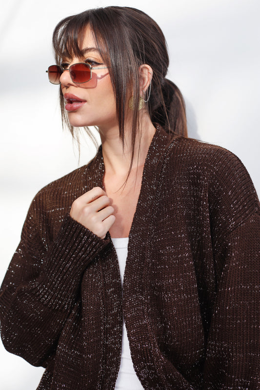Dreamy Days Knit Cardigan - Shimmer Brown