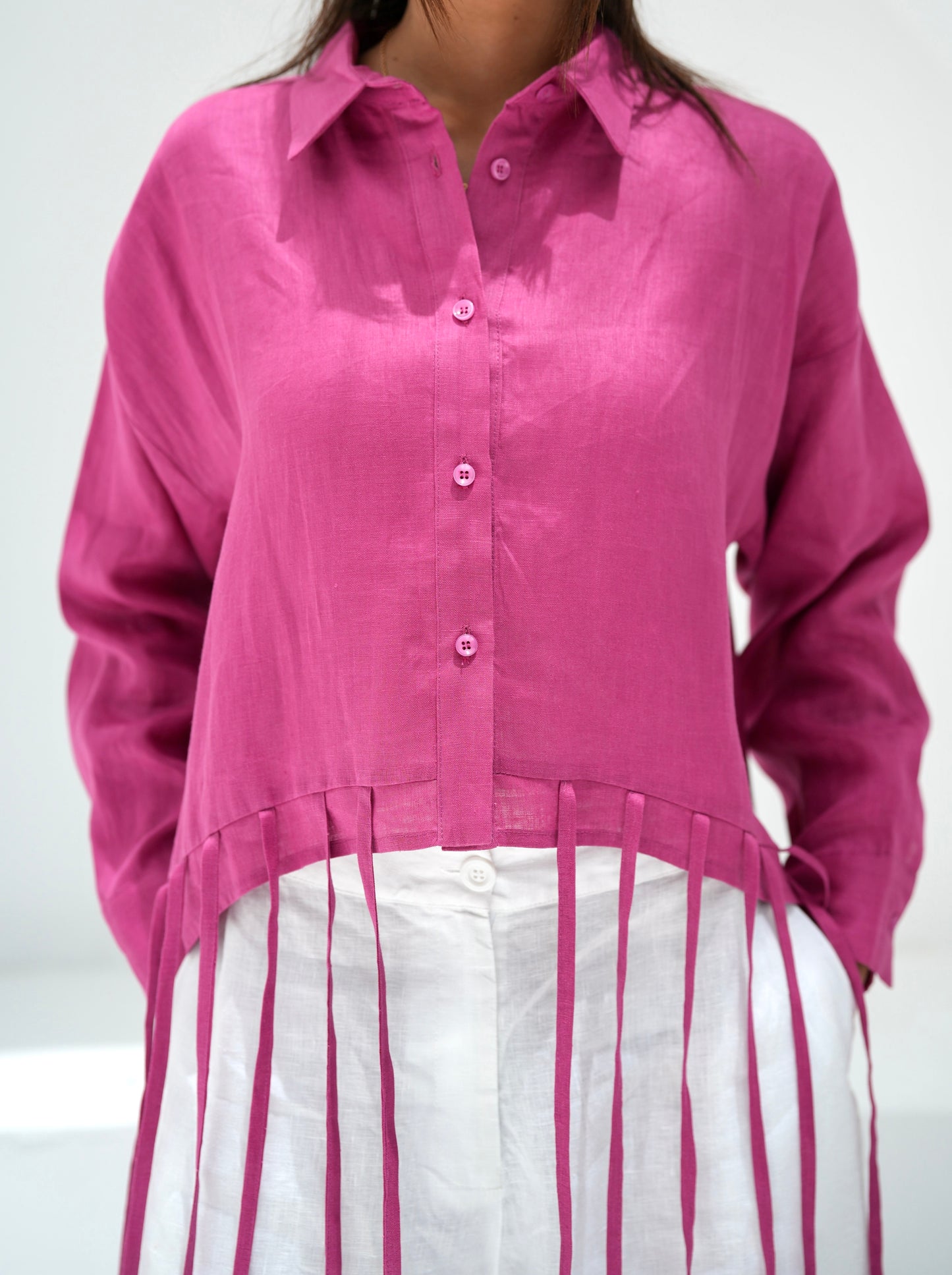 Girl’s Girl Linen Top - Berry Pink