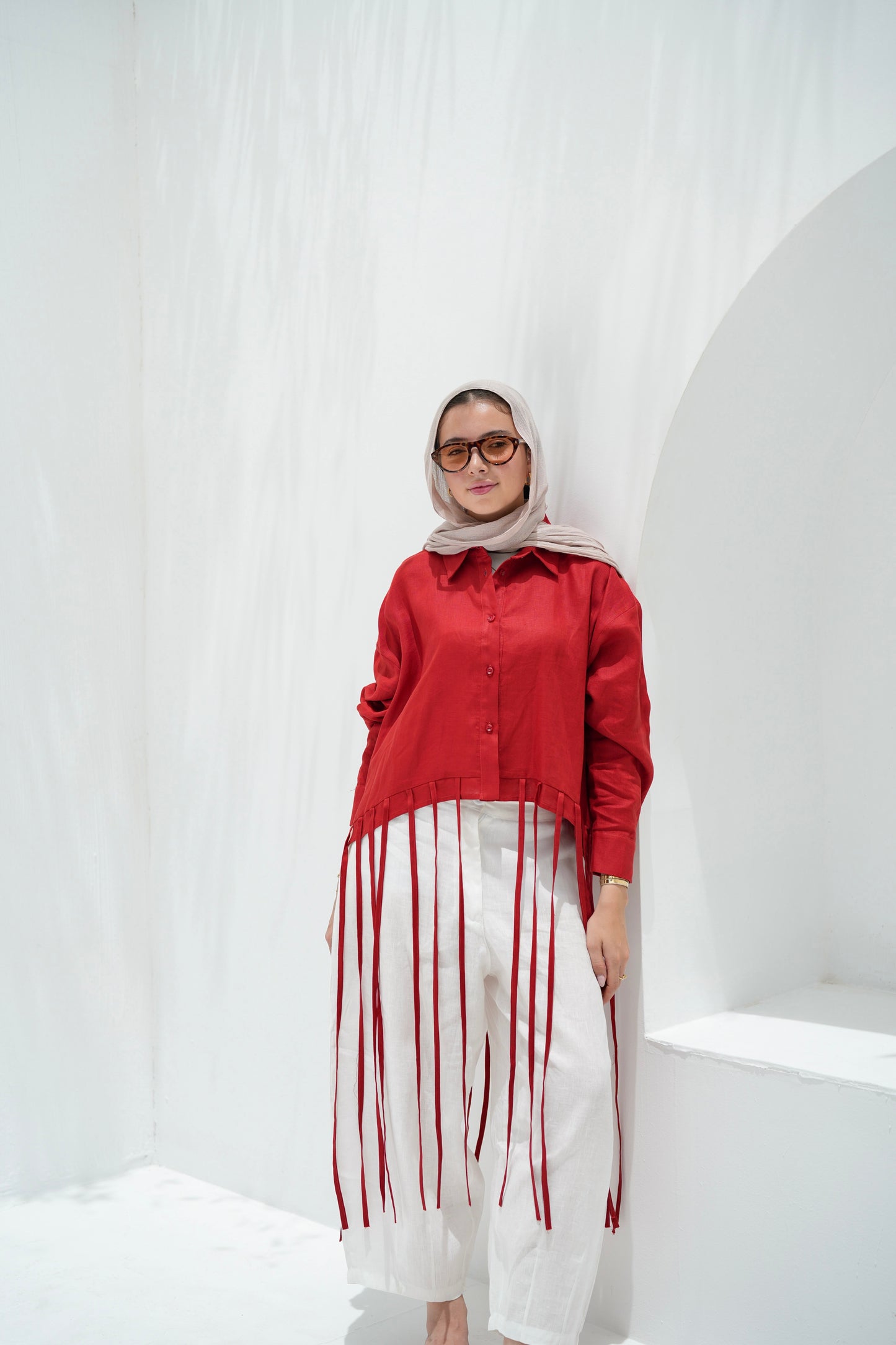 Girl’s Girl Linen Top - Red
