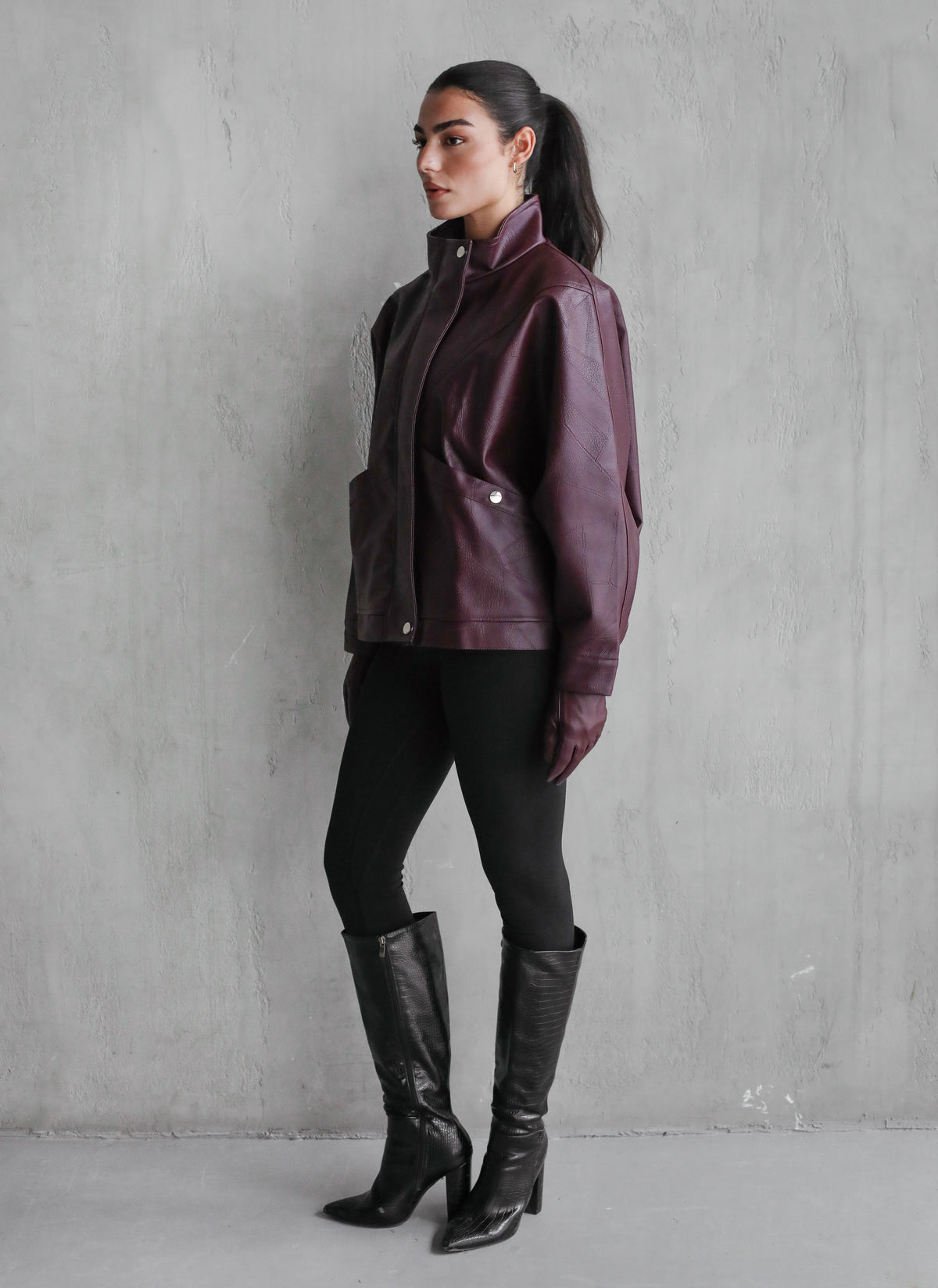 Game Changer Leather Jacket - Burgundy