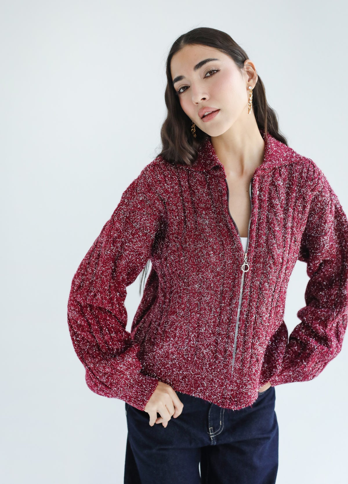 Too good to take off knit sweater - Burgundy
