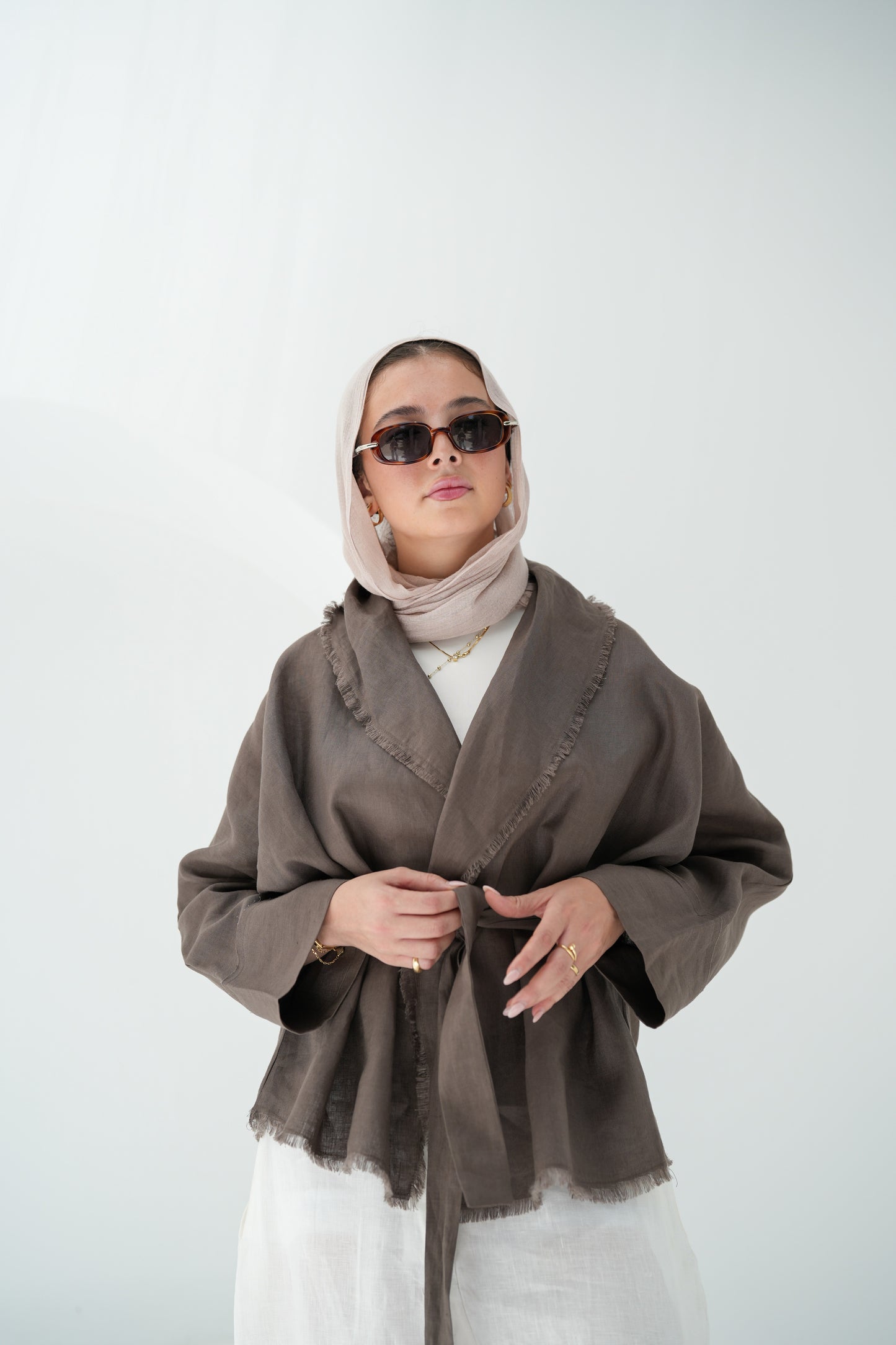 Sun Chaser Linen Cardigan - Mushroom