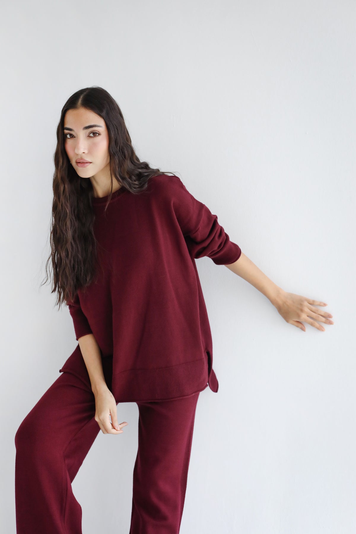 Good Feels Knit Set - Burgundy