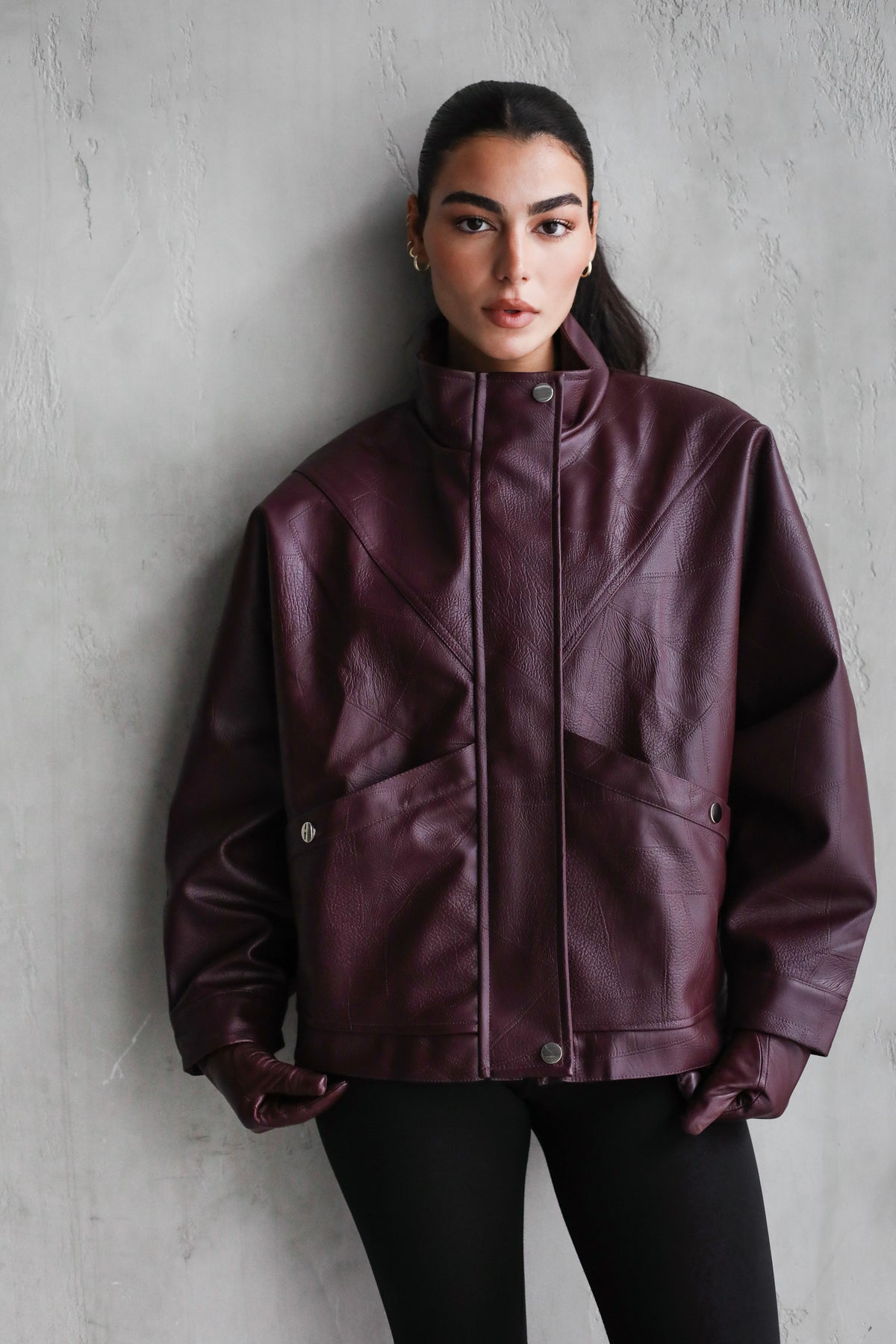 Game Changer Leather Jacket - Burgundy