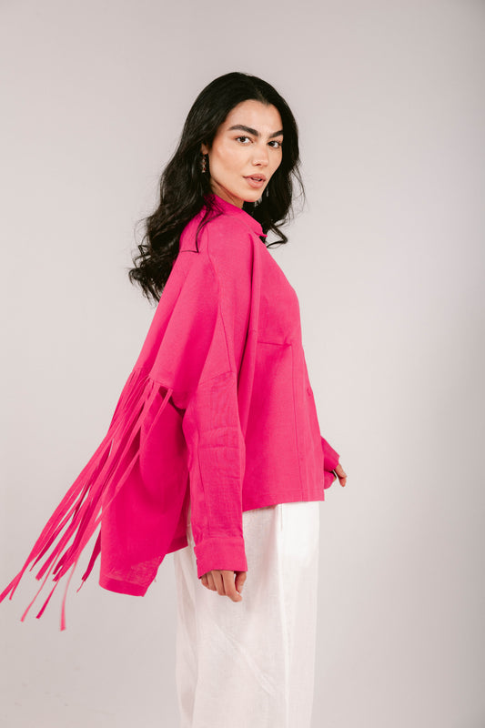 Summer Smiles Linen Top - Fuchsia