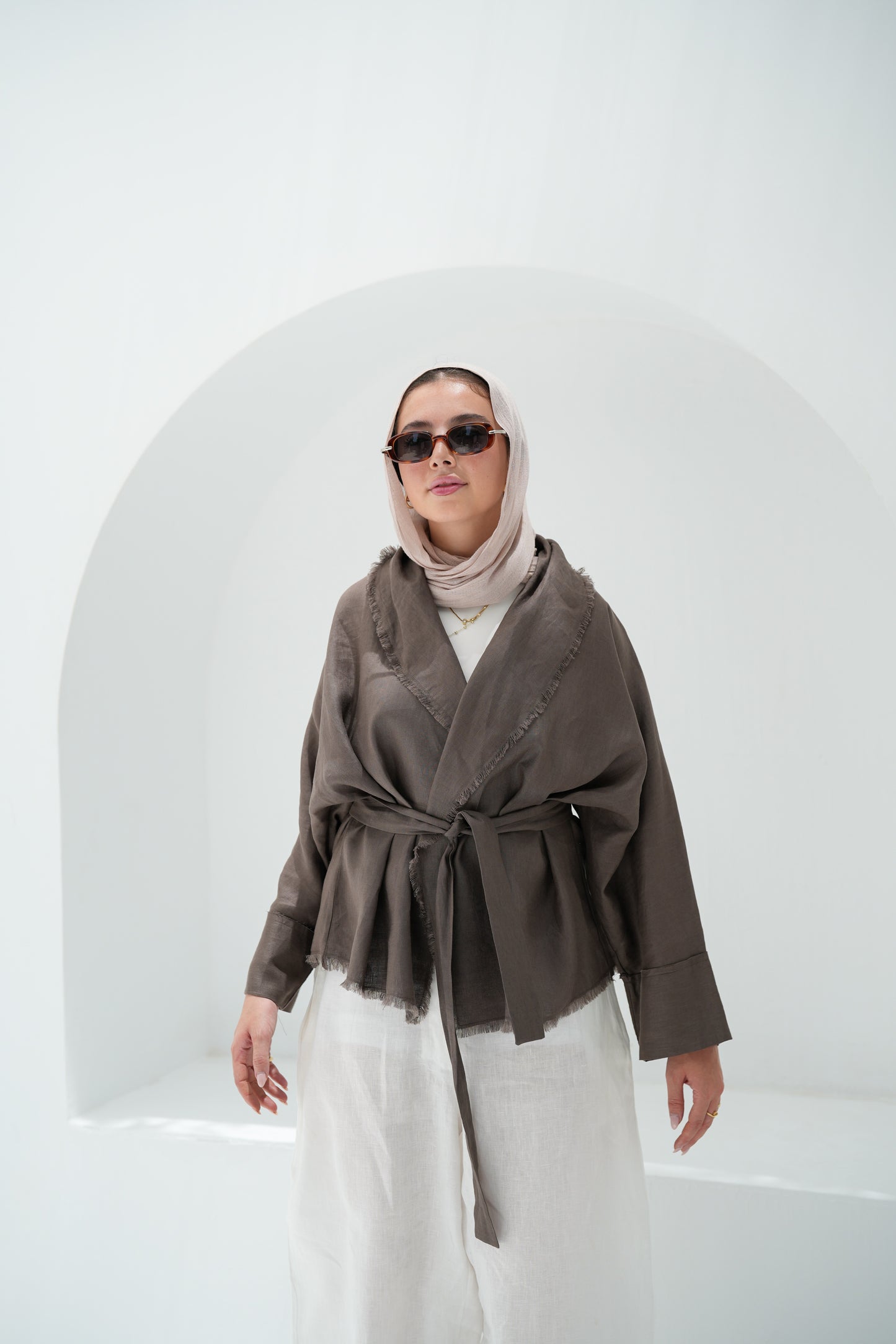 Sun Chaser Linen Cardigan - Mushroom