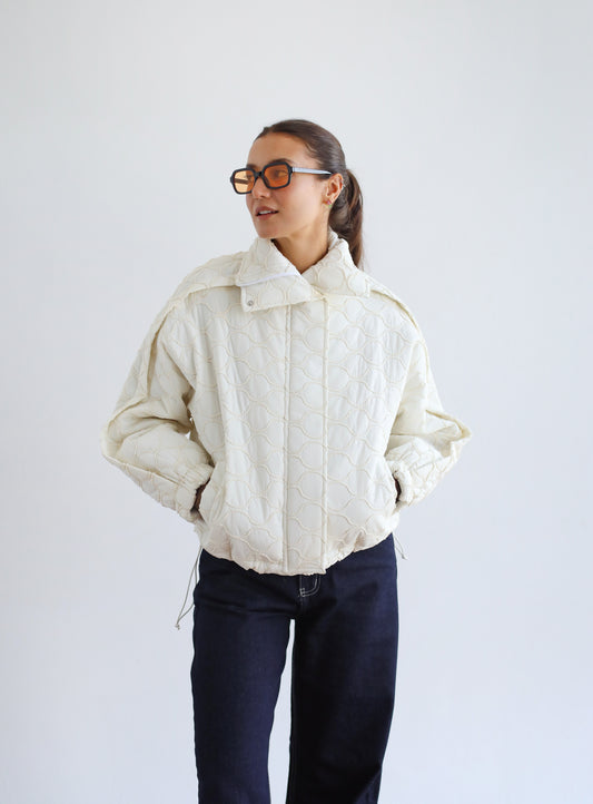Around The World Bomber Jacket - Ivory