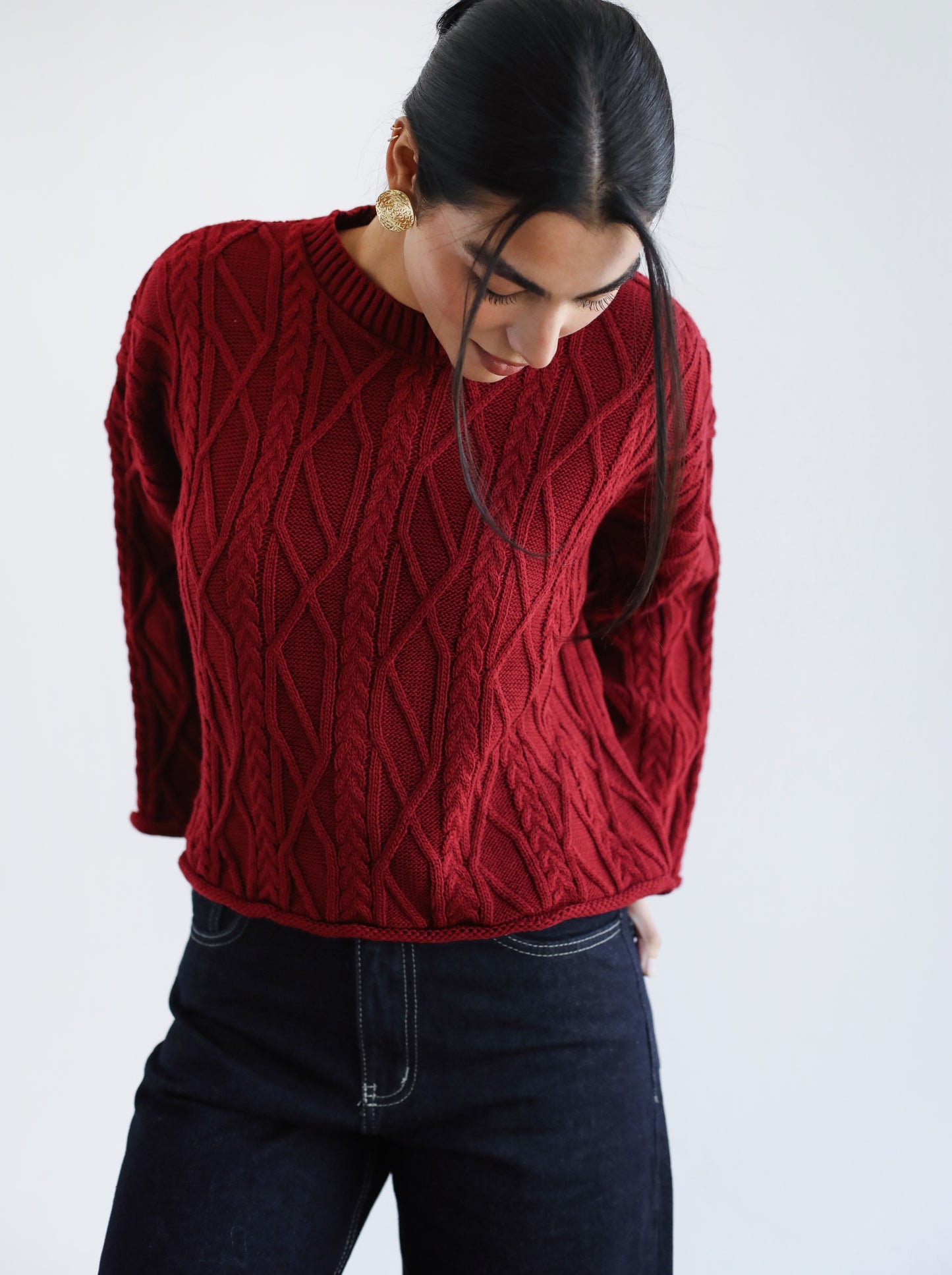 Heartwarming Cable Sweater in Red