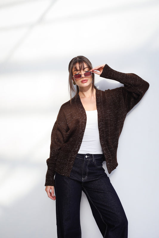 Dreamy Days Knit Cardigan - Shimmer Brown