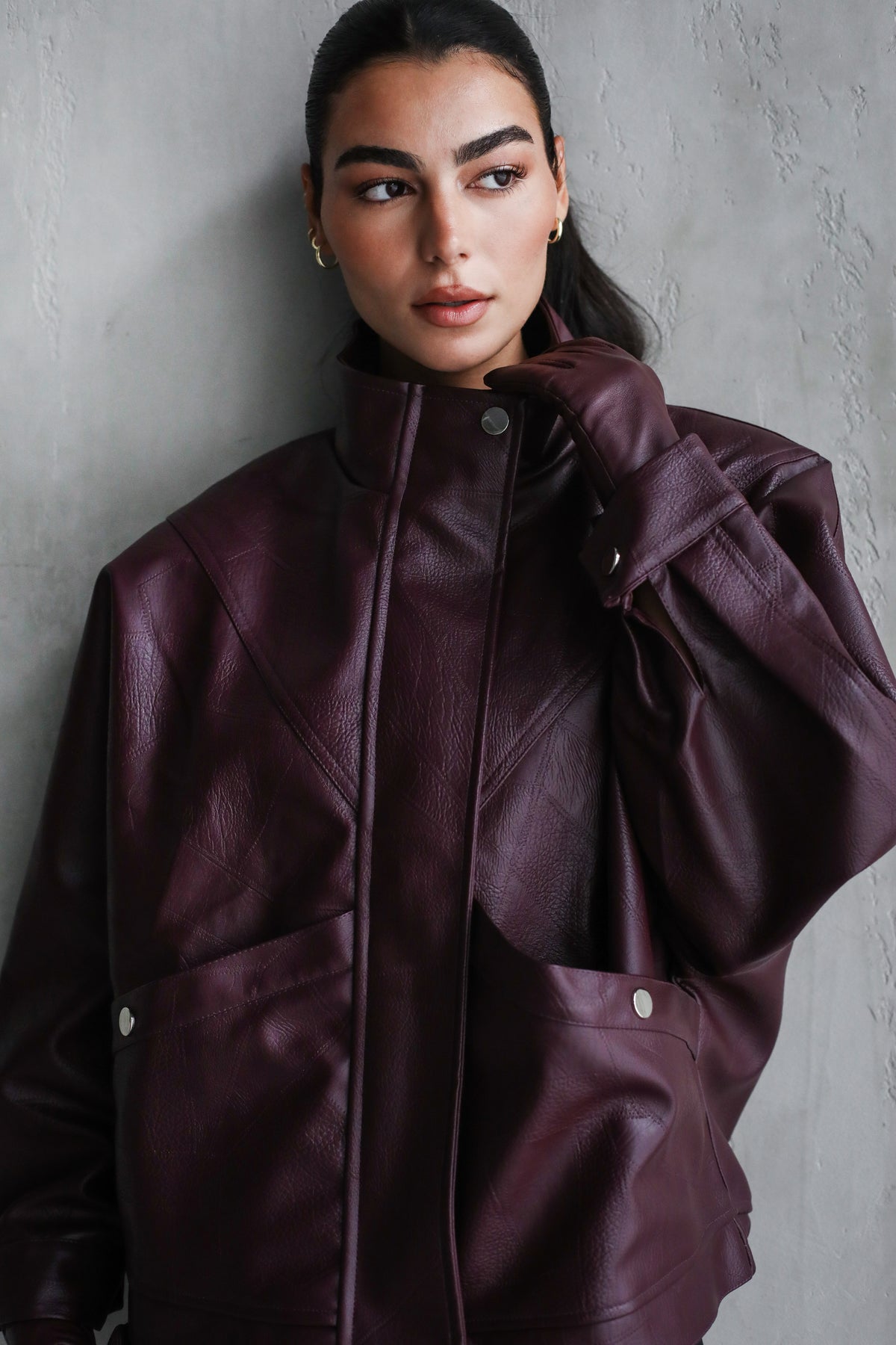 Game Changer Leather Jacket - Burgundy