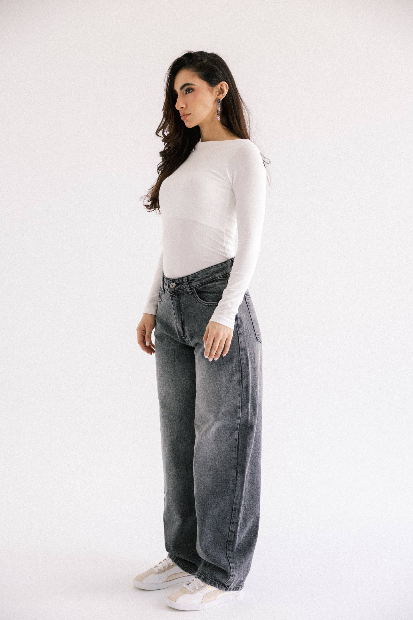 One and Only Balloon Denim Pants - Washed Grey