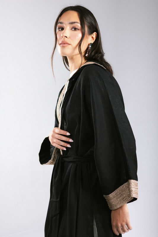 Marrakesh Linen Kaftan in Black