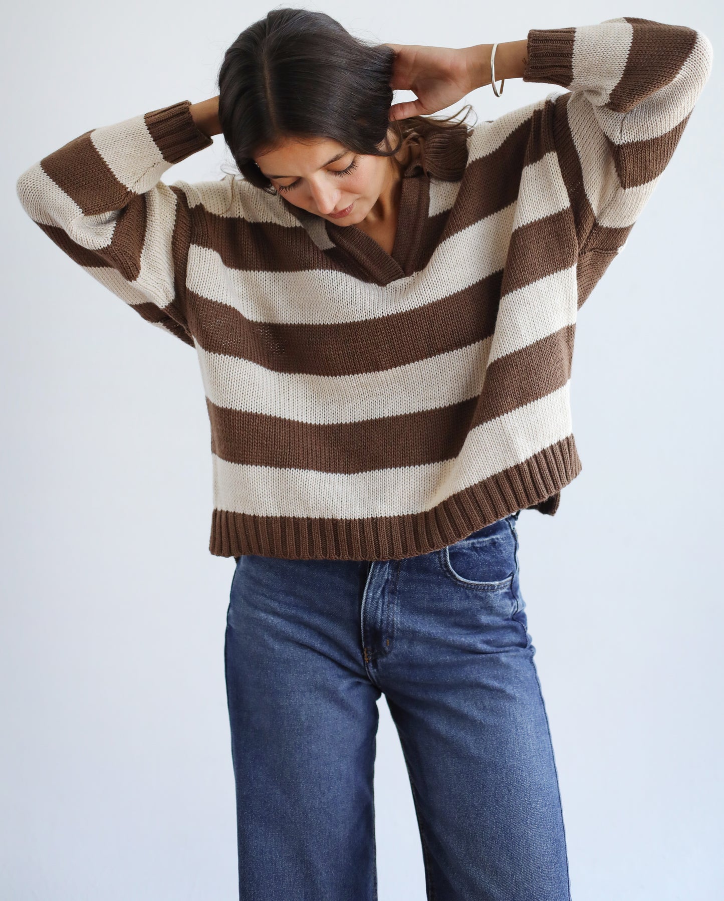 Cozy Striped Sweatshirt in Brown